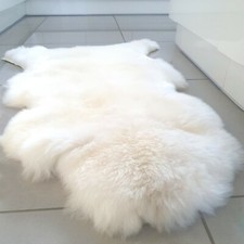 UNIQUE Genuine Ivory Real Sheepskin Rug Luxury British Throw Pelt Rug 120cm +