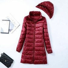 Womens Down Coat 90% Duck Down Coat Ultralight Hooded Down Puffer Jacket UK 