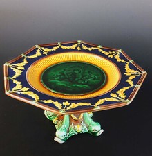 FINE, RARE, LARGE 19th. CENTURY WEDGWOOD MAJOLICA STRAWBERRY DISH / SERVER -1882