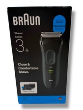 Braun Series 3+ 3000BT Electric Shaver, Beard Trimmer Attachment, Dry - Grey