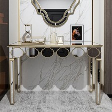 4ft Mirrored Console Table Glass Hallway Desk Sofa Side Foyer Table Home Display