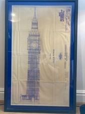 Clock Tower, Palace of Westminster original print  from Architect drawing  