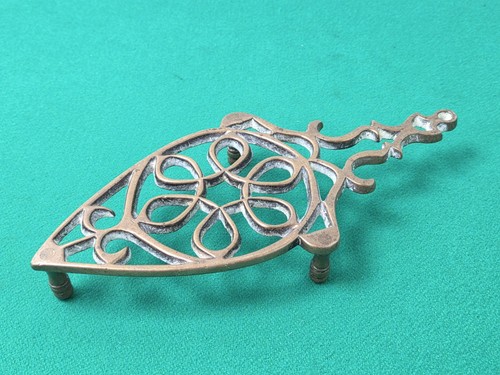 Antique brass flat iron trivet - iron,