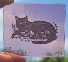 stained glass cat traditional kiln fired