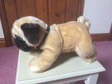 Keel Toys "Reggie" Pug Bulldog Puppy Dog Collar & Name Tag Plush Soft Toy 12”