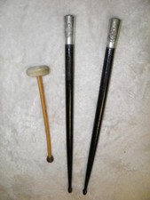 Military Royal Fusiliers Marching Band Side Drum Sticks & Mallet By Henry Potter