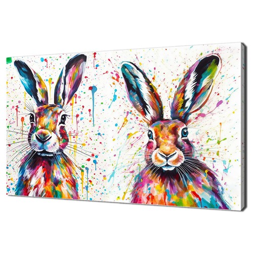 Two rabbits hare colourful - two,