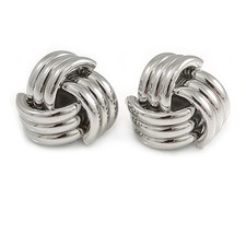 Polished Silver Tone Knot Stud
