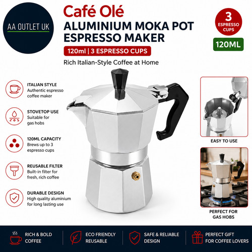 Cafe ole aluminium moka pot - ole,