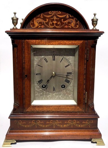 Antique inlaid mahogany clock - inlaid,