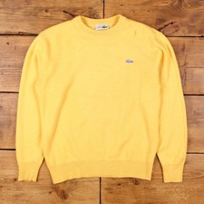 Vintage Lacoste Jumper Sweater M 90s V-Neck Wool Yellow