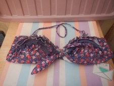 FLOOZIE FROST FRENCH DITSY FRILL  BIKINI BANDEAU TOP BLUE/RED SIZE 16 NWT
