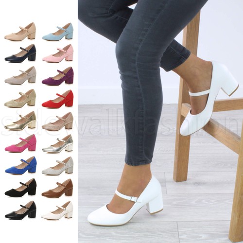 Womens ladies chunky mid - , heel