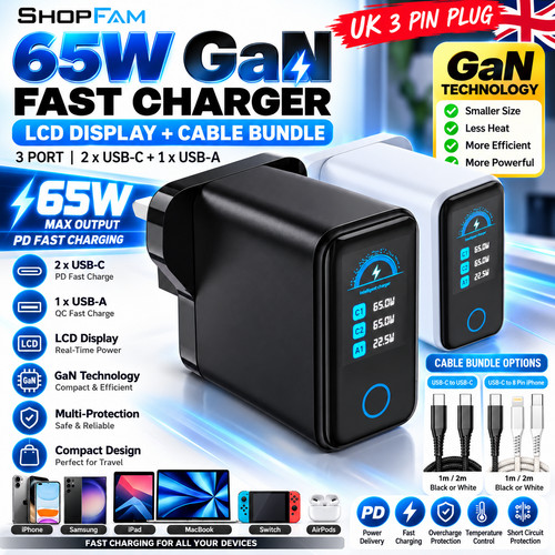 65w gan usb charger plug - 65w,