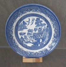 Vintage Churchill Blue White Willow Pattern Soup Dish Bowl Made In England 20cm