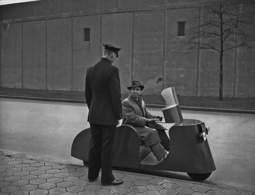 Man sitting three wheeled - man, on