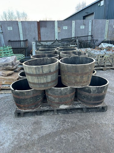 Reclaimed wooden half barrels - wooden,