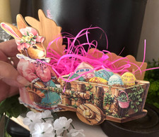 Vtg Pastel EASTER EGG WOODEN