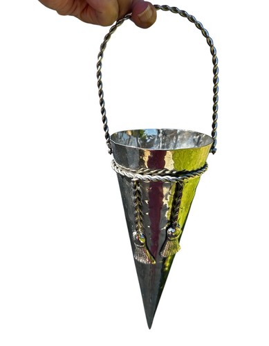 Hanging silver plated cone - silver,