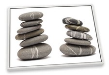 Pebble Towers Modern Stones White CANVAS FLOATER FRAME Wall Art Print Picture
