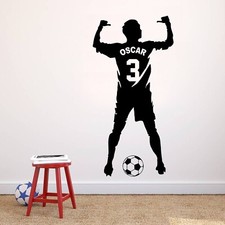 PERSONALISED FOOTBALLER SHIRT WALL ART STICKER BOYS KIDS CHILDREN'S BEDROOM