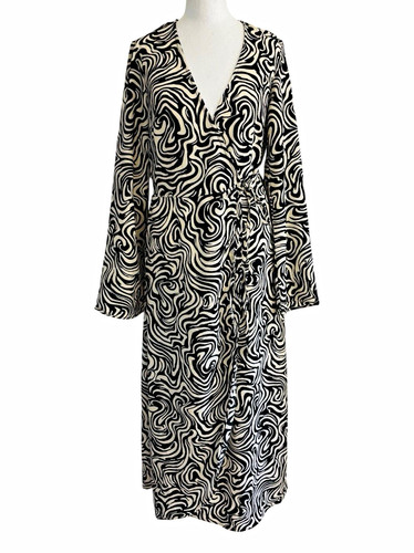 Black cream swirl - black, print