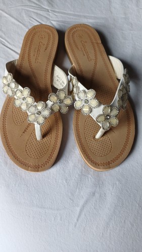 Womens white toe post - white, flip