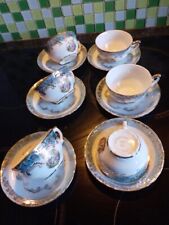 Six vintage Italian 100ml Patterned Coffee Cups And Saucers