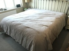 AT HOME WITH ALISON PIN-TUCK BEDCOVER - VELVET & LINEN - SIZE 250CM X 260CM