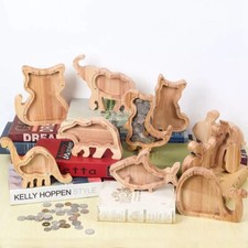 Animal Piggy Bank Wooden Coin