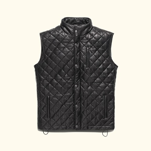 Men black quilted leather - men's,