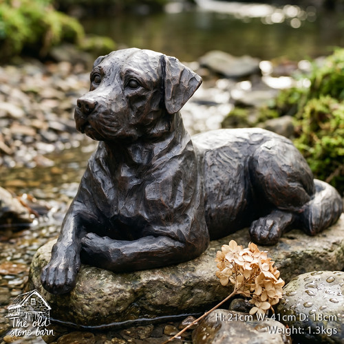 Labrador dog sculpture laying - sculpture,