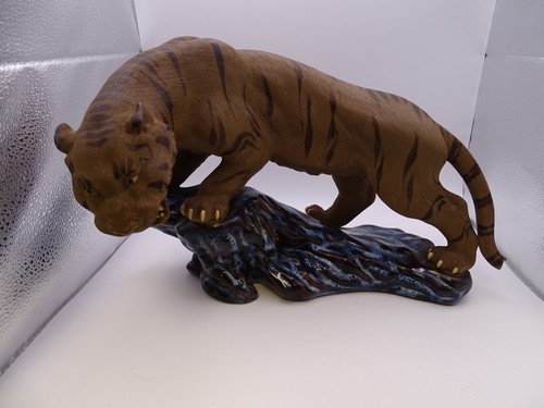 Vintage ceramic clay tiger - vintage,