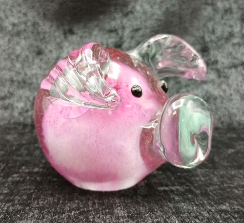Pink glass pig paperweight - pig,