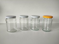 4 Empty Wide Mouth Glass Jars with Lids