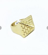 Gold Plated Pyramid Ring Heavy 14K Polished Unisex Cowboy Excellent Cut Solid 