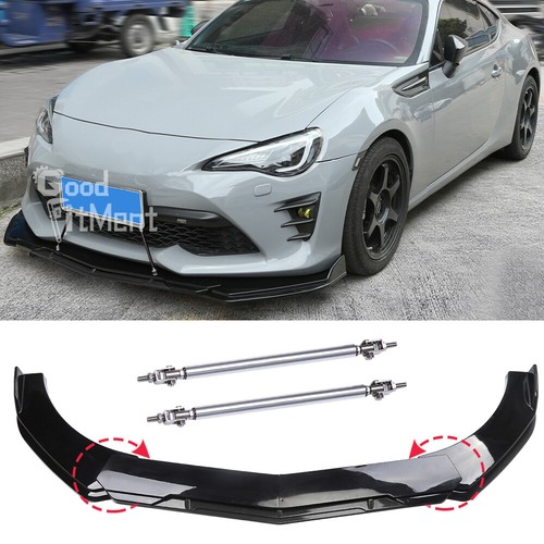 Gloss black front bumper lip - black,