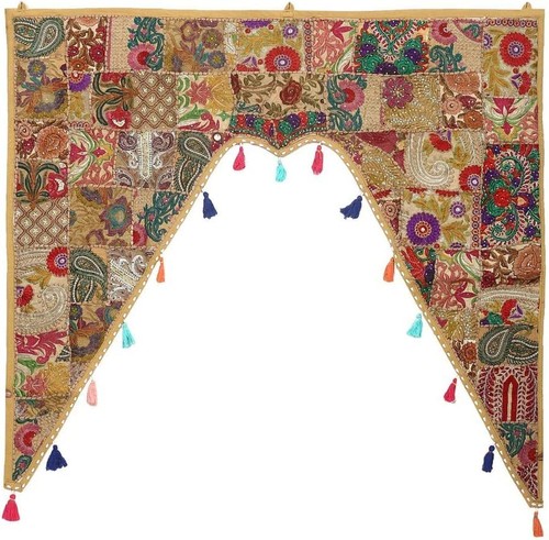 Embroidered patchwork valances - embroidered,