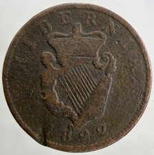 1822 Irish Half-Penny Coin |