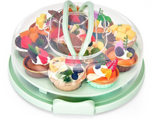 Cake Carrier 4-in-1 PP Storage Box w/ Handled Lid 10in Cupcake Pie Pizza Holder