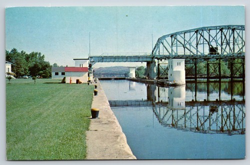 Postcard mohawk river barge - mohawk,
