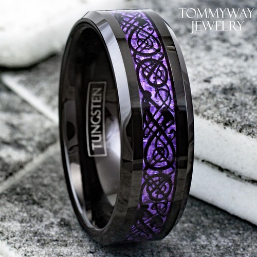8mm black tungsten carbide - black,