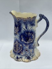 Antique Myott flow blue jug or vase. Denby pattern  1898