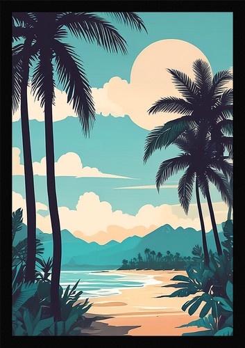 Modern tropical beach framed - tropical,