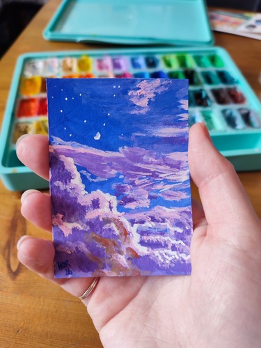 Aceo original abstract night - aceo,