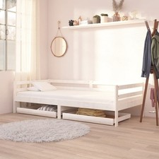 Day Bed Drawers White Solid