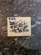 PSX 1999 D-2122 Holly Flower Christmas Rubber Stamp Wooden Handle