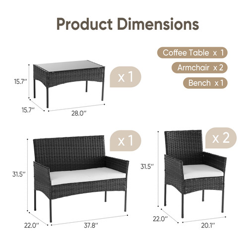 Four piece garden furniture - four-piece,