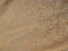 Pr Golden Yellow Damask Pencil pleat Lined Weighted Curtains 264cm W x 217cm H