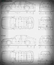 audi s2 coupe 1996 Blueprint Drawing A4 Photo